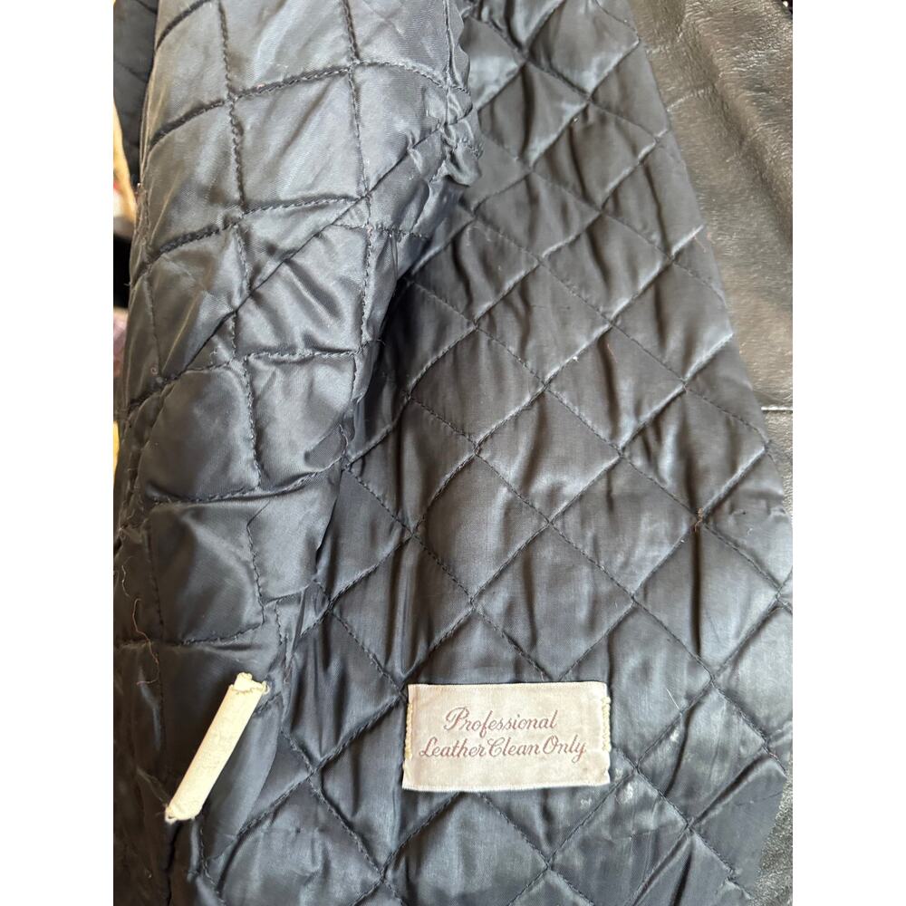 70s Black Leather Motorcycle Jacket by The Leather Shop Mens 36 Reg - Picture 4 of 7